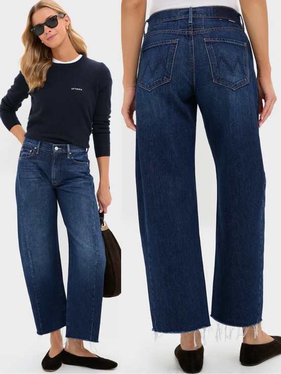 MOTHER Denim - MOTHER SUPERIOR Jeans Mid-Rise Full-Pipe Flood Fray Unplugged Blue Size 29